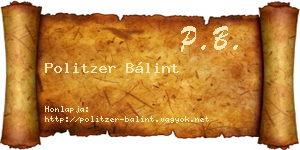 Politzer Bálint névjegykártya